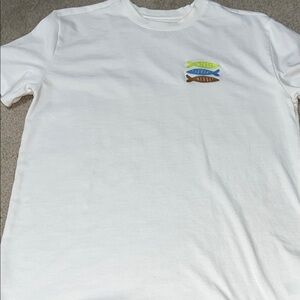 White Tee with Colorful Fish Embroidery